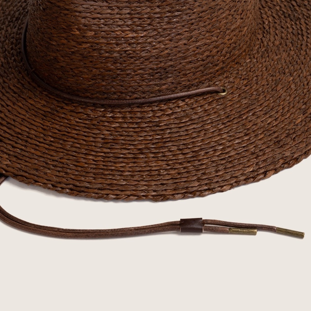 Will + Bear Austin Brown Straw Wide Brim Hat NWOT Medium - Picture 5 of 13